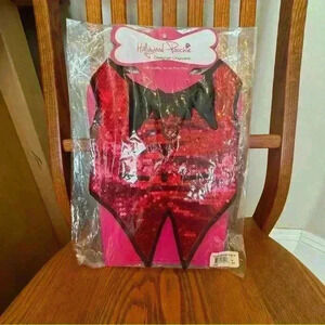 🌈 6/$60 NWT Hollywood Pooch Tuxedo Vest Sequins Red Black Bow Tie Size Medium
